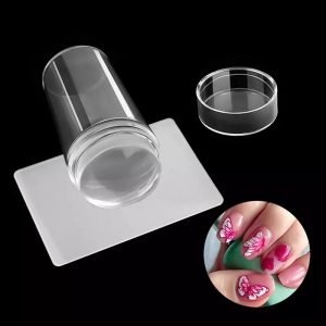 Clear Jelly Soft Silicone Nail Art Stamping Stamper with Cap