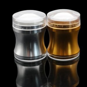 Dia 4cm Slender Waist Shape Metal Handle Clear Silicone Jelly Head Nail Art Stamper with Cap