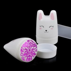 Lovely Rabbit Nail Art Stamper Scraper with Cap Soft Silicone Jelly 3.6cm Nail Stamping Tools