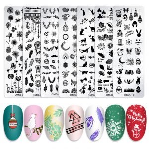 12 Designs 4x12cm OMQ Series Nail Image Stamping Plate OMQ01- OMQ12