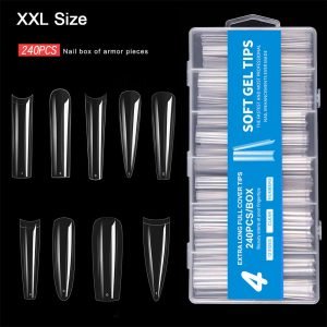240pcs 5 types XXL Extra long salon nail tips with box