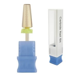 3/32” Large Tapered 5 in 1 Cross Cut Gold Coating Tungsten Carbide Nail Drill Bits- Model H-L0715Plus