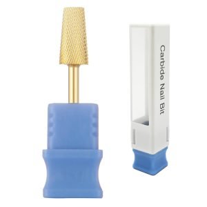 Large Tapered Barrel Cross Cut Gold Coating Tungsten Carbide Nail Drill Bit - Model T7