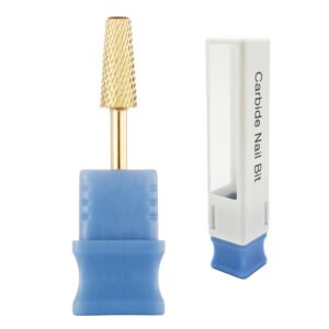 3/32” Small Tapered Barrel Shape Chamfer Top Cross Cut Gold Coating Tungsten Carbide Nail Drill Bits – Model T9